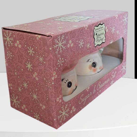 Johanna Parker Design Christmas Snowman Sugar and Creamer Set Carnival Cottage - Picture 2 of 6